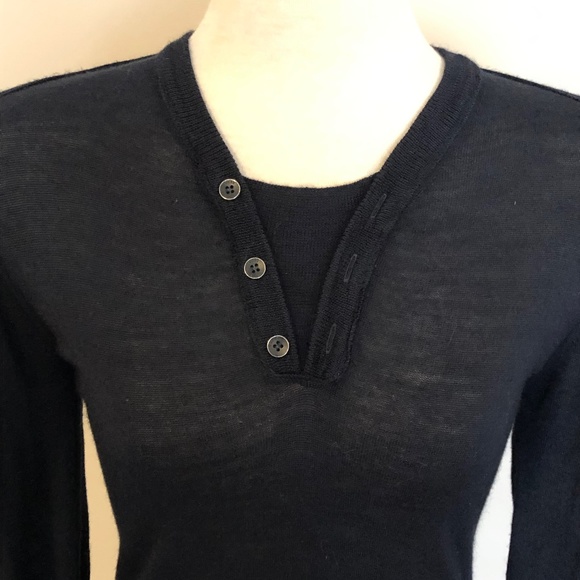 Navy Wool-Blend Lightweight Guess Sweater - Picture 2 of 12